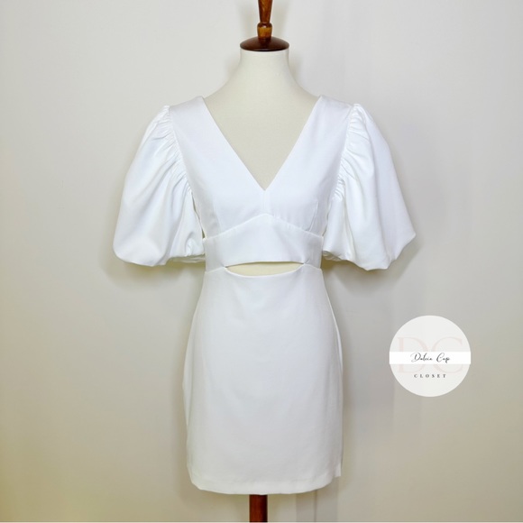 Endless Rose Puff Sleeve Cut Out Mini Dress Size Small - Picture 6 of 13